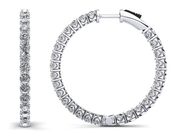 Sweetheart Single Row Inside Out Diamond Hoops Medium Lab-Grown Diamond  with 4.64 ct.(finished) 2.8mm