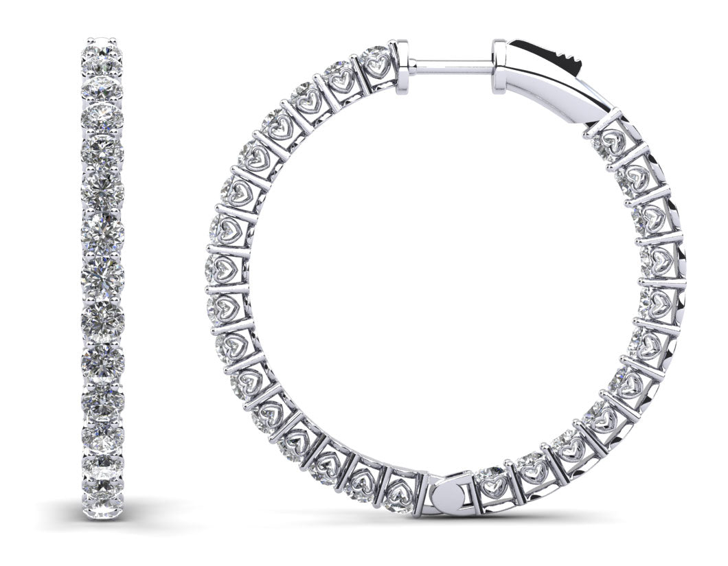 Sweetheart Single Row Inside Out Diamond Hoops Medium Diamond  with 4.64 ct.(finished) 2.8mm