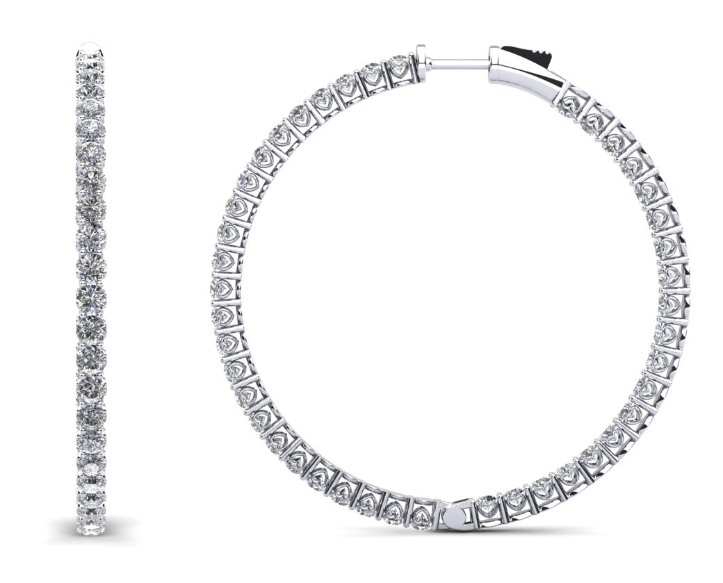 Sweetheart Single Row Inside Out Diamond Hoops Extra Large Diamond  with 7.40 ct.(finished) 2.8mm