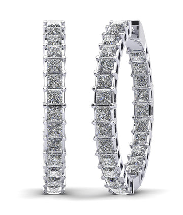 Princess Cut Diamond Hoop Earrings Medium Lab-Grown Diamond  with 7.75 ct.(finished) 3mm