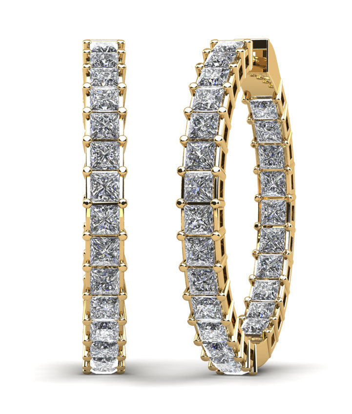 Princess Cut Diamond Hoop Earrings Medium Lab-Grown Diamond  with 7.75 ct.(finished) 3mm