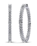 Princess Cut Diamond Hoop Earrings X Large Diamond  with 18.16 ct.(finished) 3.5mm