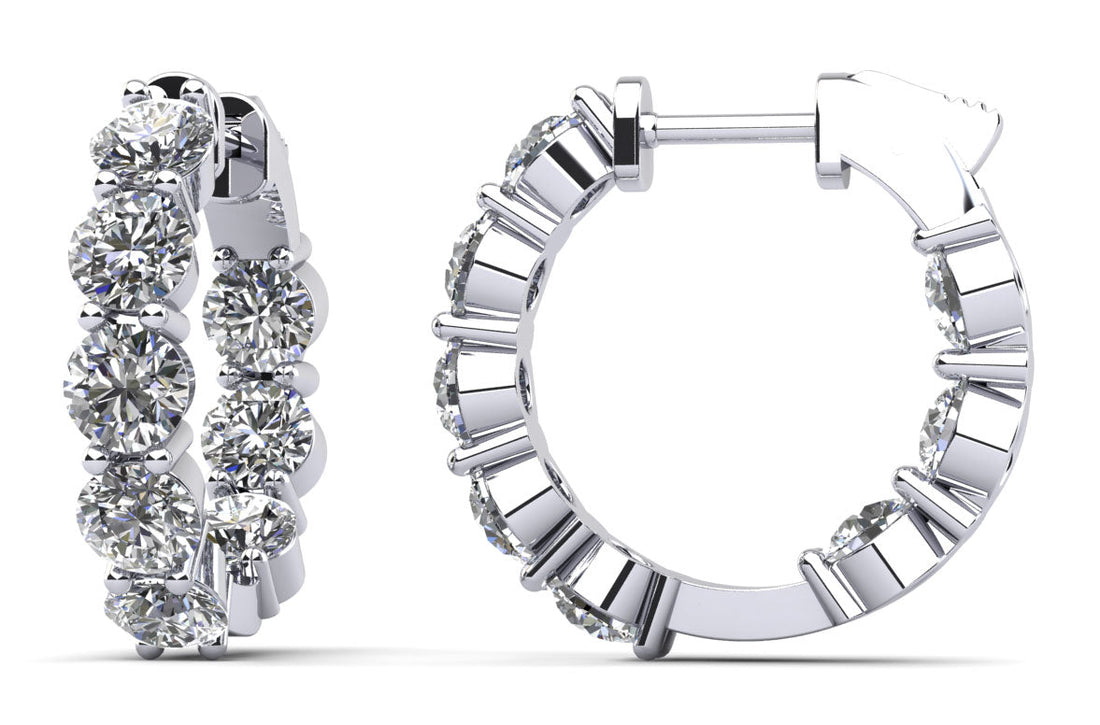 Luxury Inside Out Diamond Hoop Earrings Lab-Grown Diamond  with 6.08 ct.(finished) 4.6mm