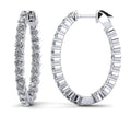 Oval Shaped Classic Diamond Hoop Earrings Medium Diamond  with 2.05 ct.(finished) 2mm