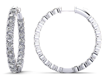 Diamond Crown Hoop Earrings Medium Lab-Grown Diamond  with 2.16 ct.(finished) 2.3mm