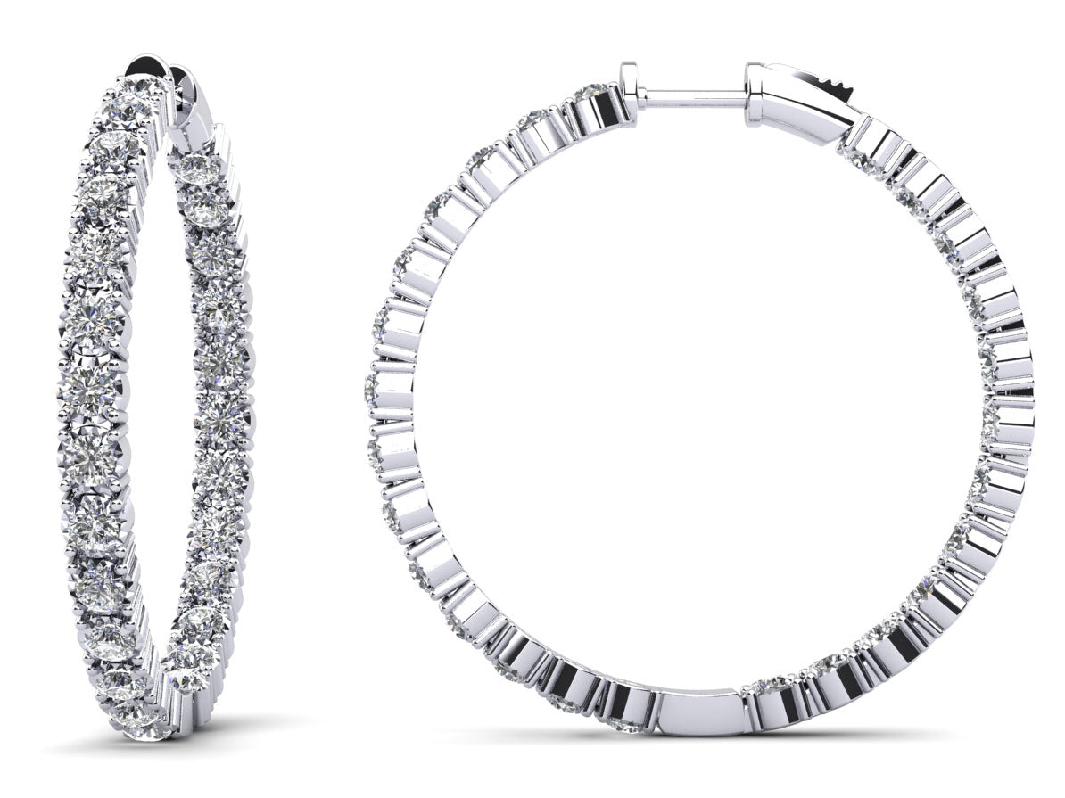 Diamond Crown Hoop Earrings Large Lab-Grown Diamond  with 4.66 ct.(finished) 2.9mm