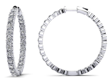 Diamond Crown Hoop Earrings Large Lab-Grown Diamond  with 2.82 ct.(finished) 2.3mm