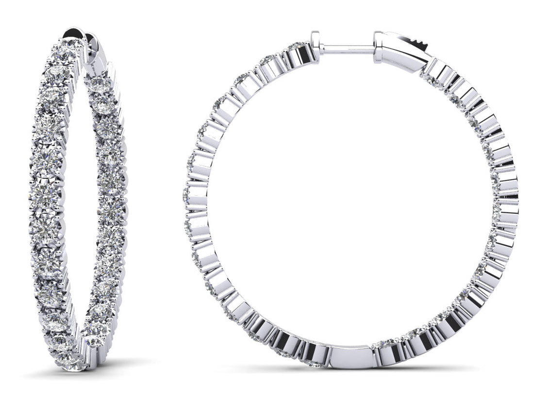 Diamond Crown Hoop Earrings Large Diamond  with 1.54 ct.(finished) 1.75mm