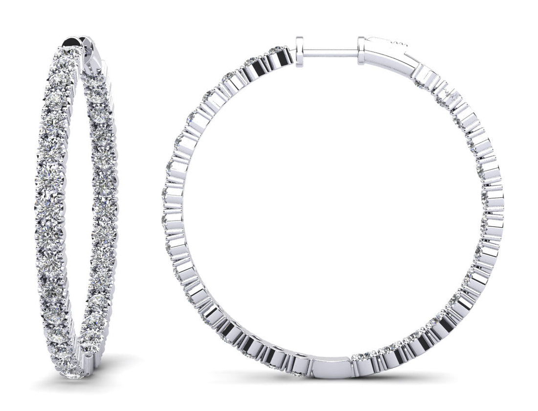 Diamond Crown Hoop Earrings X Large Lab-Grown Diamond  with 1.89 ct.(finished) 1.75mm