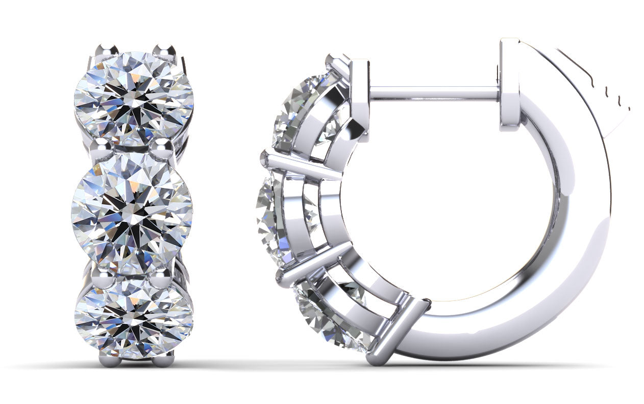 Brilliant Six Diamonds Huggie Hoops Lab-Grown Diamond  with 3.60 ct.(finished) 5.4mm