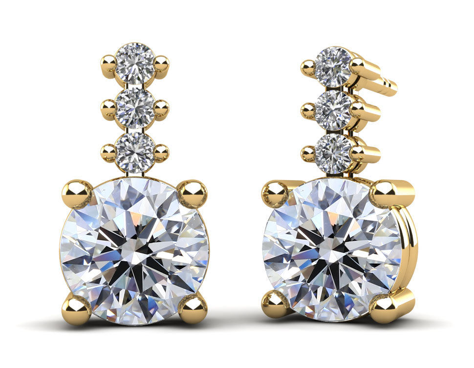 Brilliant Round Drop Diamond Earrings Diamond  with 1.09 ct.(finished) 1.5mm, 5mm