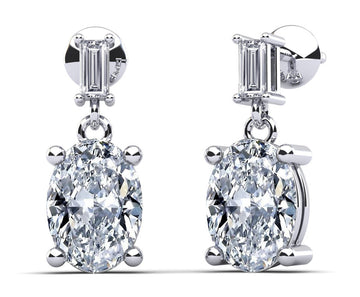 Splendid Oval Cut Diamond Drop Earrings Lab-Grown Diamond  with 2.12 ct.(finished) 3x1.5mm, 7x5mm