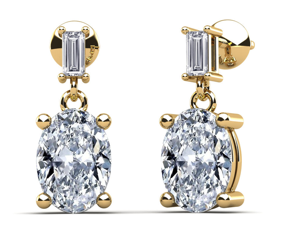 Splendid Oval Cut Diamond Drop Earrings Diamond  with 2.12 ct.(finished) 3x1.5mm, 7x5mm