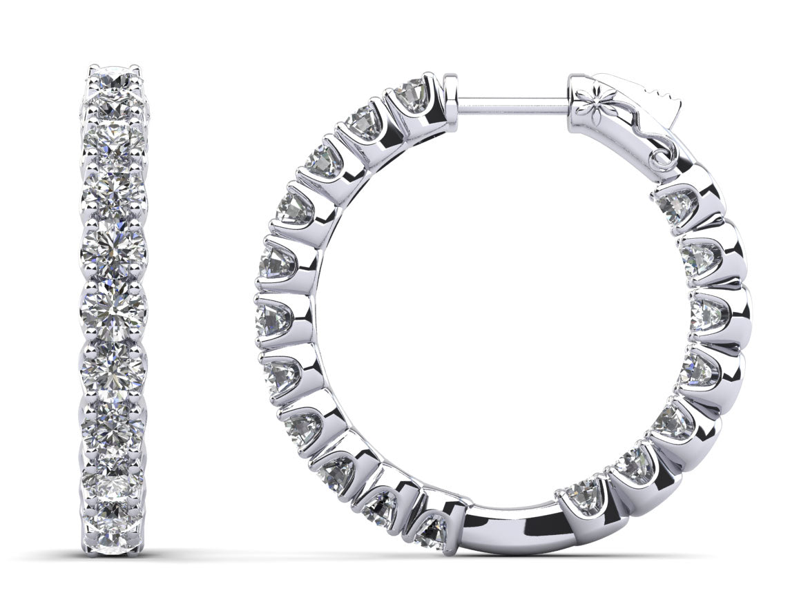 U Shape Brilliance Diamond Hoops Diamond  with 3.04 ct.(finished) 2.75mm