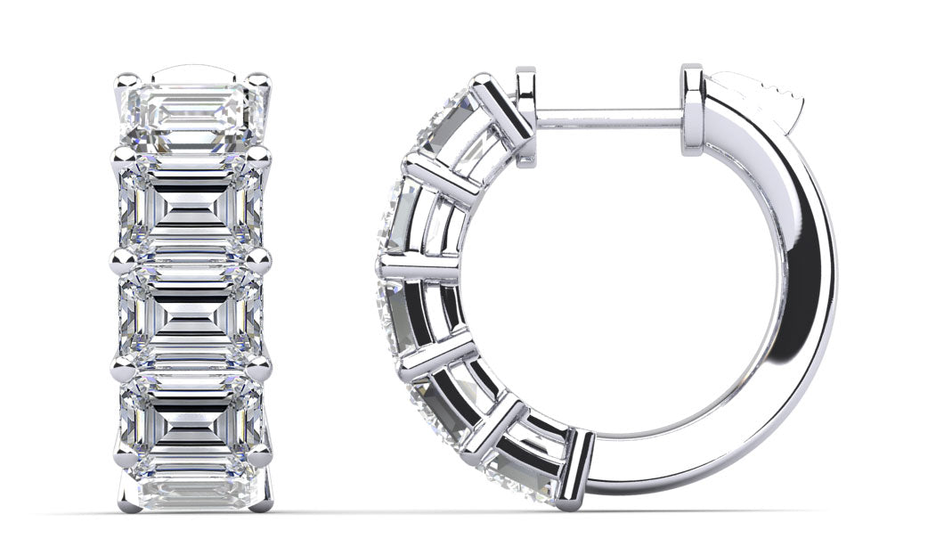 Emerald Cut Ten Stone Diamond Hoops Diamond  with 10.00 ct.(finished) 7x5mm