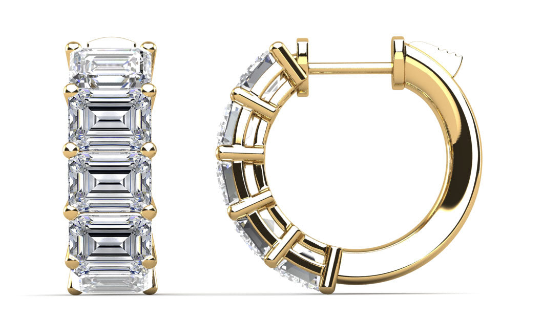 Emerald Cut Ten Stone Diamond Hoops Lab-Grown Diamond  with 4.00 ct.(finished) 5x3mm