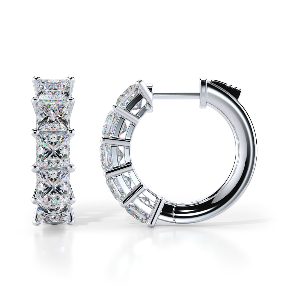 Ten Princess Cut Diamonds Hoop Earrings Lab-Grown Diamond  with 2.67 ct.(finished) 3.5mm