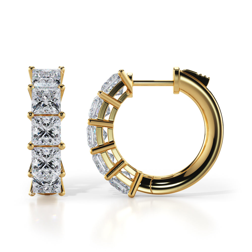 Ten Princess Cut Diamonds Hoop Earrings Lab-Grown Diamond  with 10.00 ct.(finished) 5.5mm