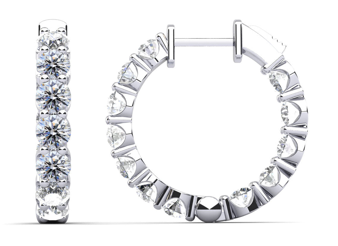 U Shape Cup Diamond Hoop Earrings Lab-Grown Diamond  with 4.56 ct.(finished) 3.7mm