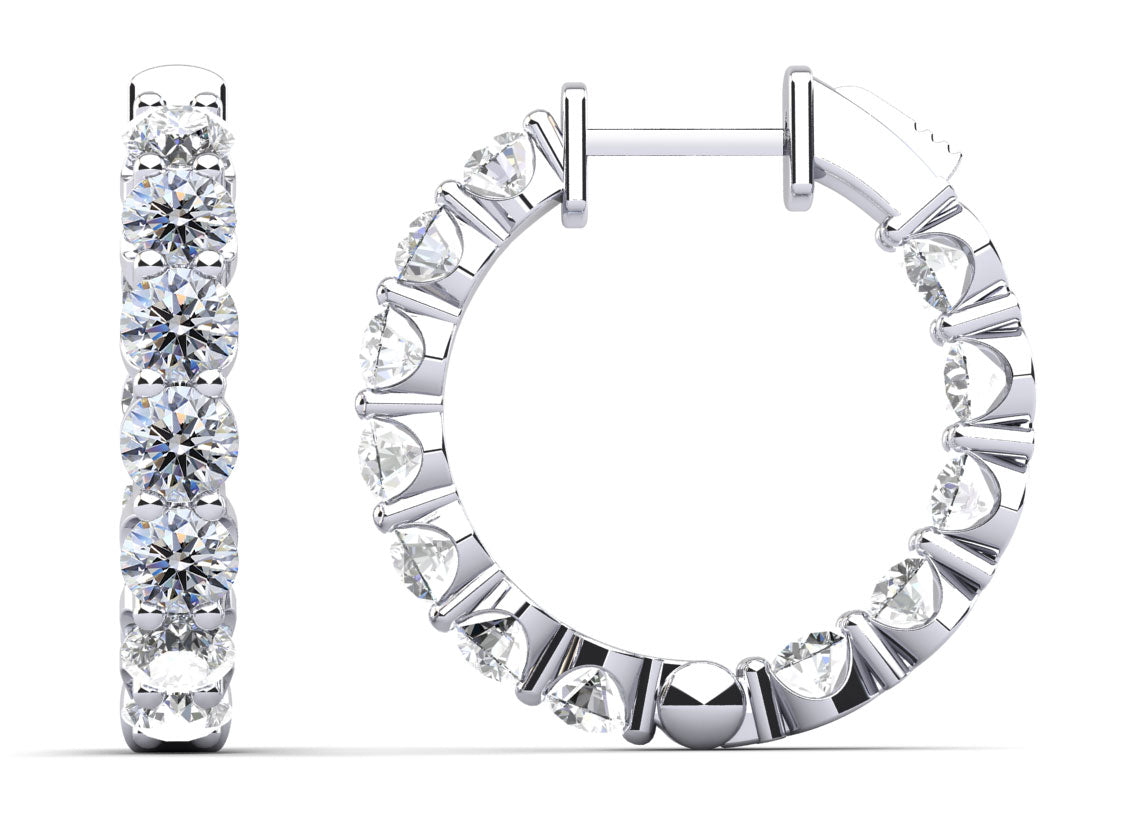 U Shape Cup Diamond Hoop Earrings Lab-Grown Diamond  with 3.60 ct.(finished) 3.2mm