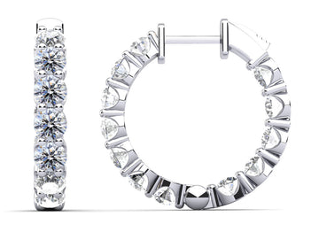 U Shape Cup Diamond Hoop Earrings Diamond  with 2.24 ct.(finished) 2.6mm