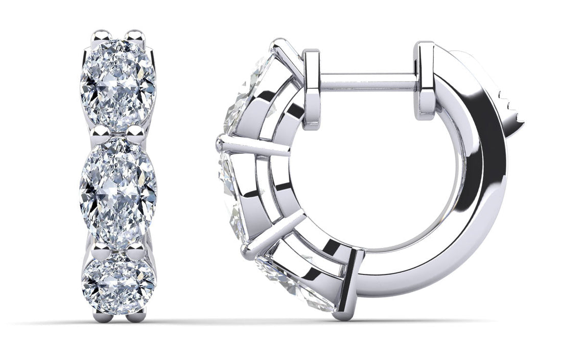 Six Stone Oval Diamond Hoop Earrings Lab-Grown Diamond  with 3.78 ct.(finished) 6.2x4.3mm