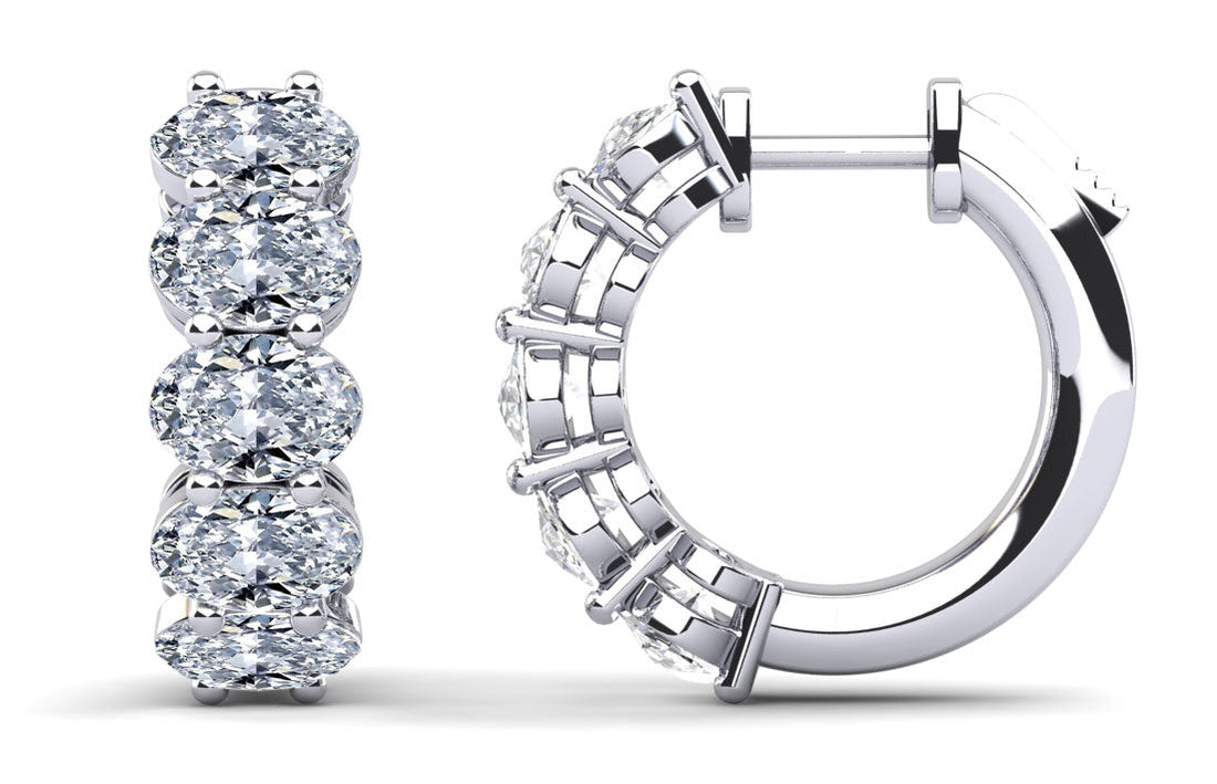 Ten Stone Oval Diamond Hoop Earrings Diamond  with 2.00 ct.(finished) 4x3mm