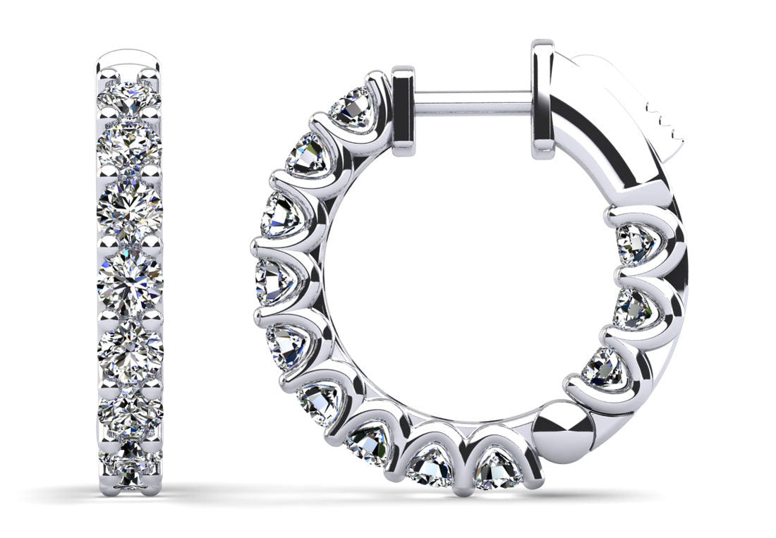 U Shape Prong Diamond Hoop Earrings Small Diamond  with 4.00 ct.(finished) 4mm