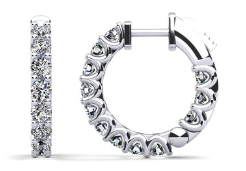 U Shape Prong Diamond Hoop Earrings Small Diamond  with 1.89 ct.(finished) 3mm