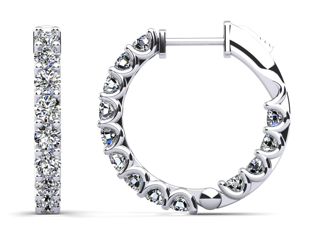 U Shape Prong Diamond Hoop Earrings Medium Lab-Grown Diamond  with 3.36 ct.(finished) 3mm