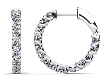 U Shape Prong Diamond Hoop Earrings Medium Diamond  with 3.90 ct.(finished) 3.4mm