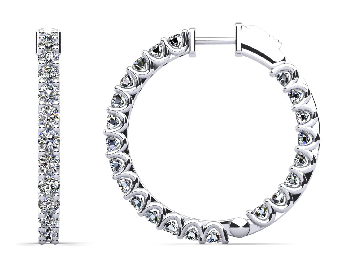 U Shape Prong Diamond Hoop Earrings Large Lab-Grown Diamond  with 3.24 ct.(finished) 2.5mm