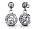 Round Colored Stone Drop Diamond Earrings Diamond  with 1.90 ct.(finished) 1.3mm, 3.2mm, 5.5mm