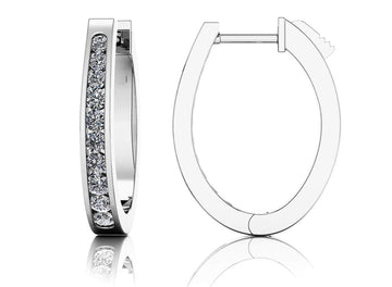 Classic Oval Hoop Earrings Lab-Grown Diamond  with 0.89 ct.(finished) 2mm, 2.25mm, 2.5mm