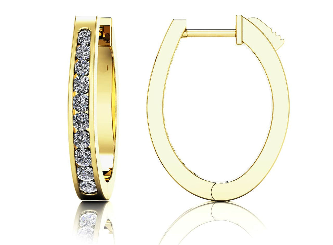 Classic Oval Hoop Earrings Diamond  with 1.45 ct.(finished) 2.2mm, 2.5mm, 3mm