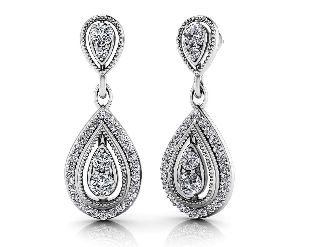 Tear Drop Diamond Drop Earrings Diamond  with 0.67 ct.(finished)