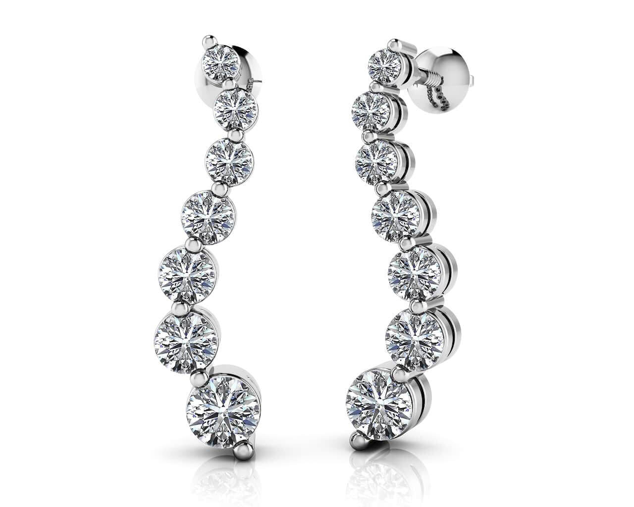 Wavy Journey Round Link Diamond Earrings Diamond  with 1.98 ct.(finished)