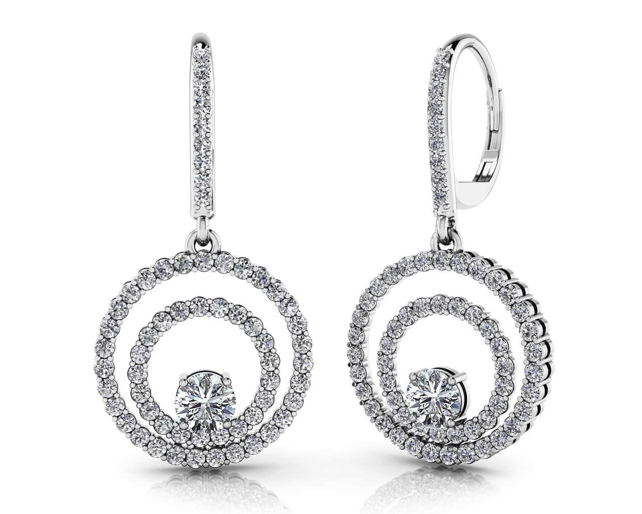 Double Circle Diamond Earrings Diamond  with 1.68 ct.(finished) 1.3mm, 4mm