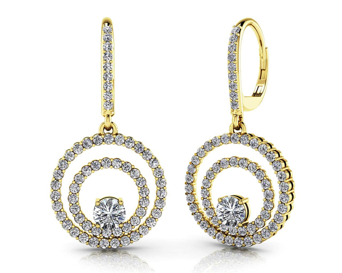 Double Circle Diamond Earrings Lab-Grown Diamond  with 2.12 ct.(finished) 1.4mm, 4.2mm