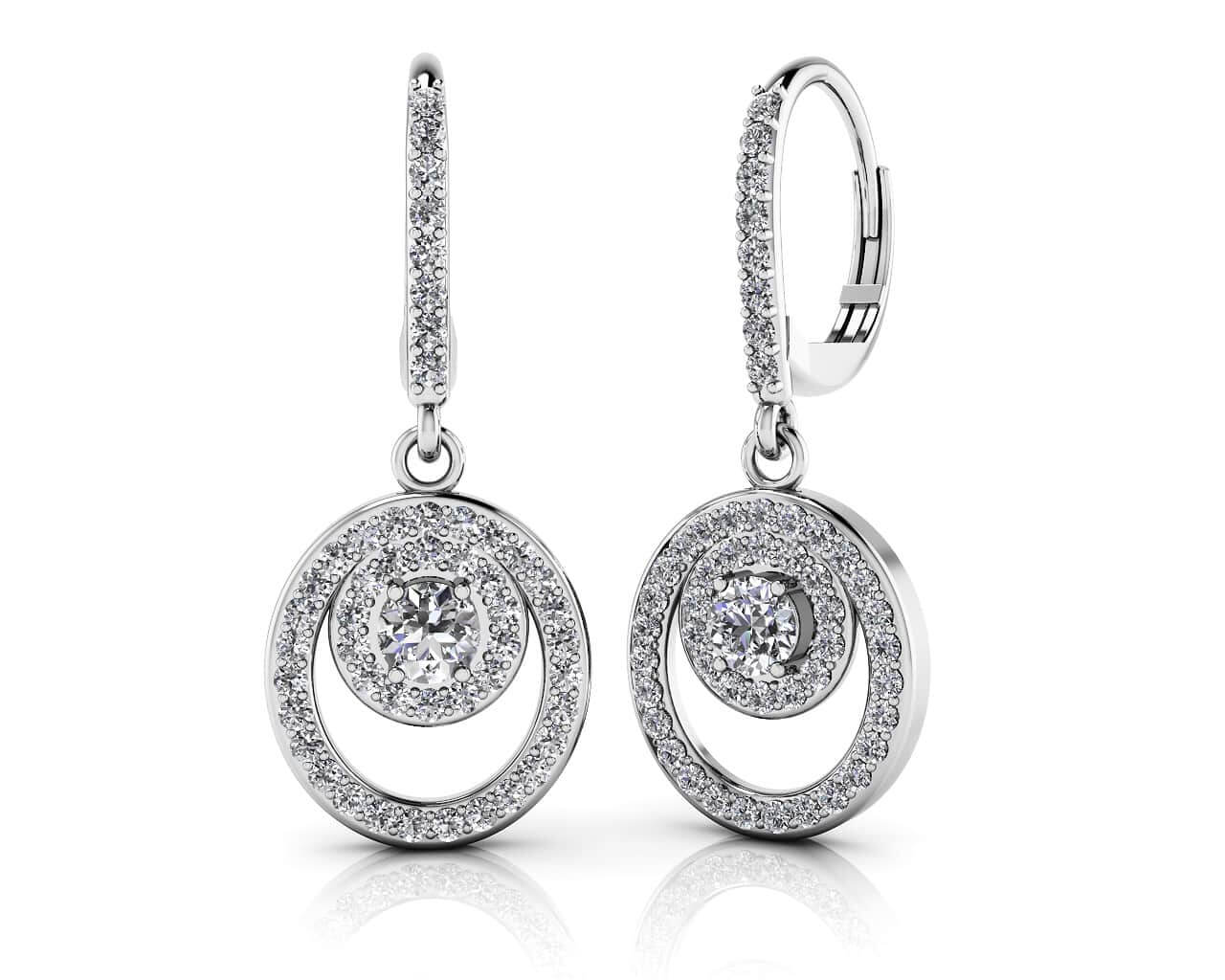 Diamond Circle Pendant Shephard Hook Earrings Lab-Grown Diamond  with 1.95 ct.(finished) 1.3mm, 4.5mm