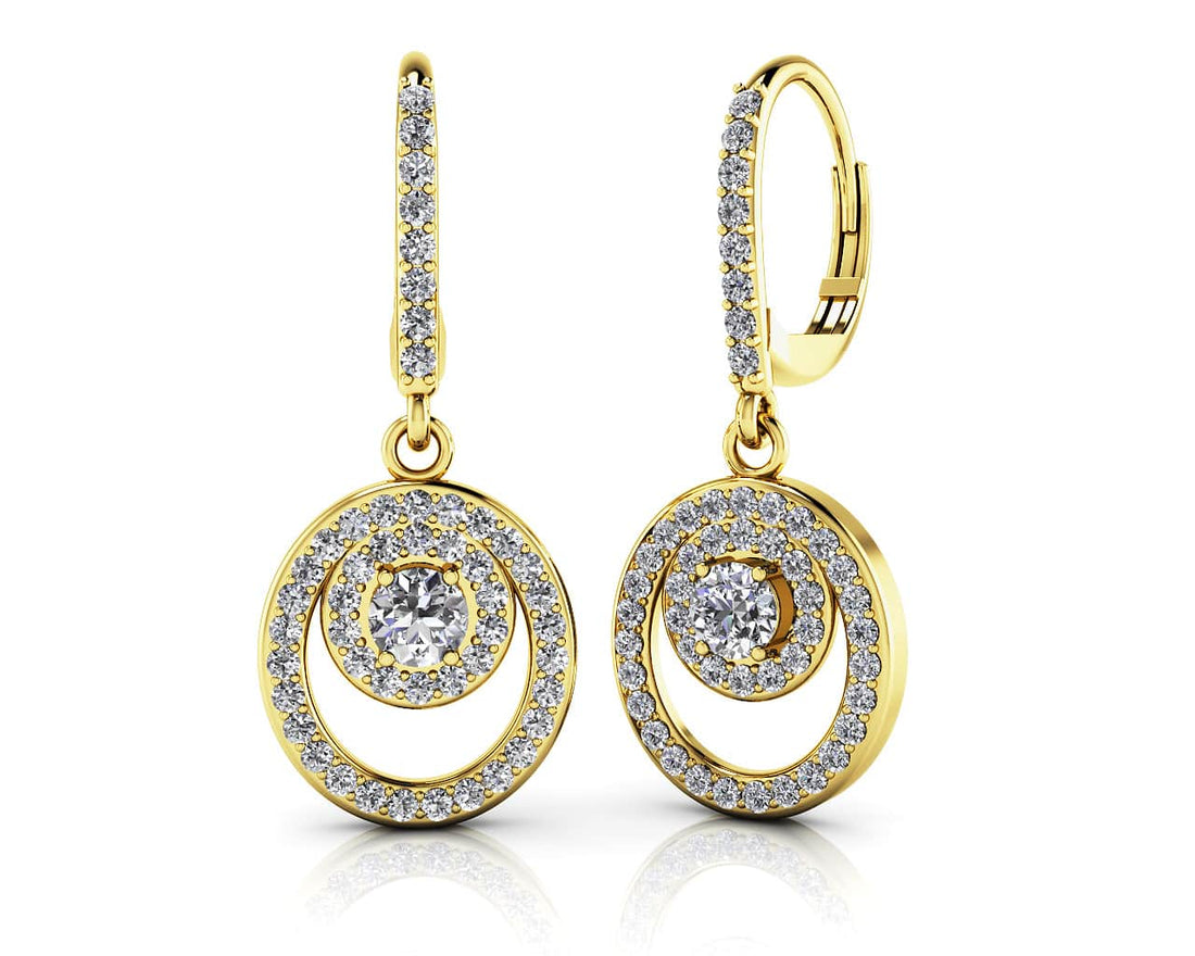 Diamond Circle Pendant Shephard Hook Earrings Diamond  with 1.50 ct.(finished) 1.3mm, 4mm