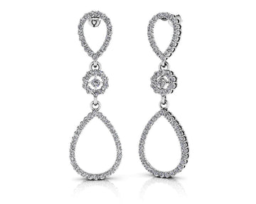 Diamond Drop Teardrop Earrings Lab-Grown Diamond  with 1.15 ct.(finished) 1.2mm, 1.5mm, 2mm