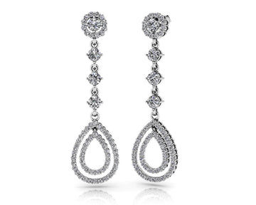 Designer Double Drop Diamond Earrings Diamond  with 2.03 ct.(finished) 1.1mm, 1.3mm, 3.3mm