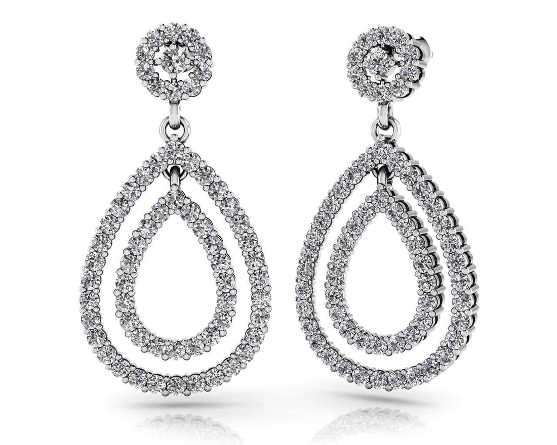 Double Teardrop Diamond Earrings Diamond  with 1.15 ct.(finished) 1.2mm, 1.5mm, 2mm