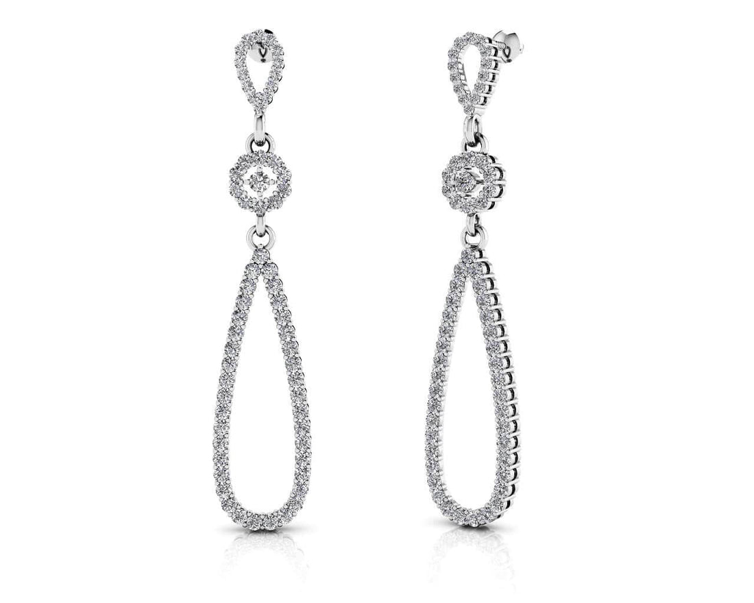 Long Teardrop Diamond Earrings Diamond  with 2.61 ct.(finished) 1.5mm, 1.7mm, 2mm