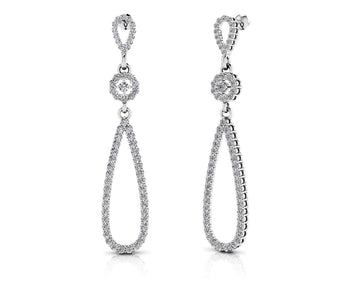 Long Teardrop Diamond Earrings Diamond  with 2.61 ct.(finished) 1.5mm, 1.7mm, 2mm