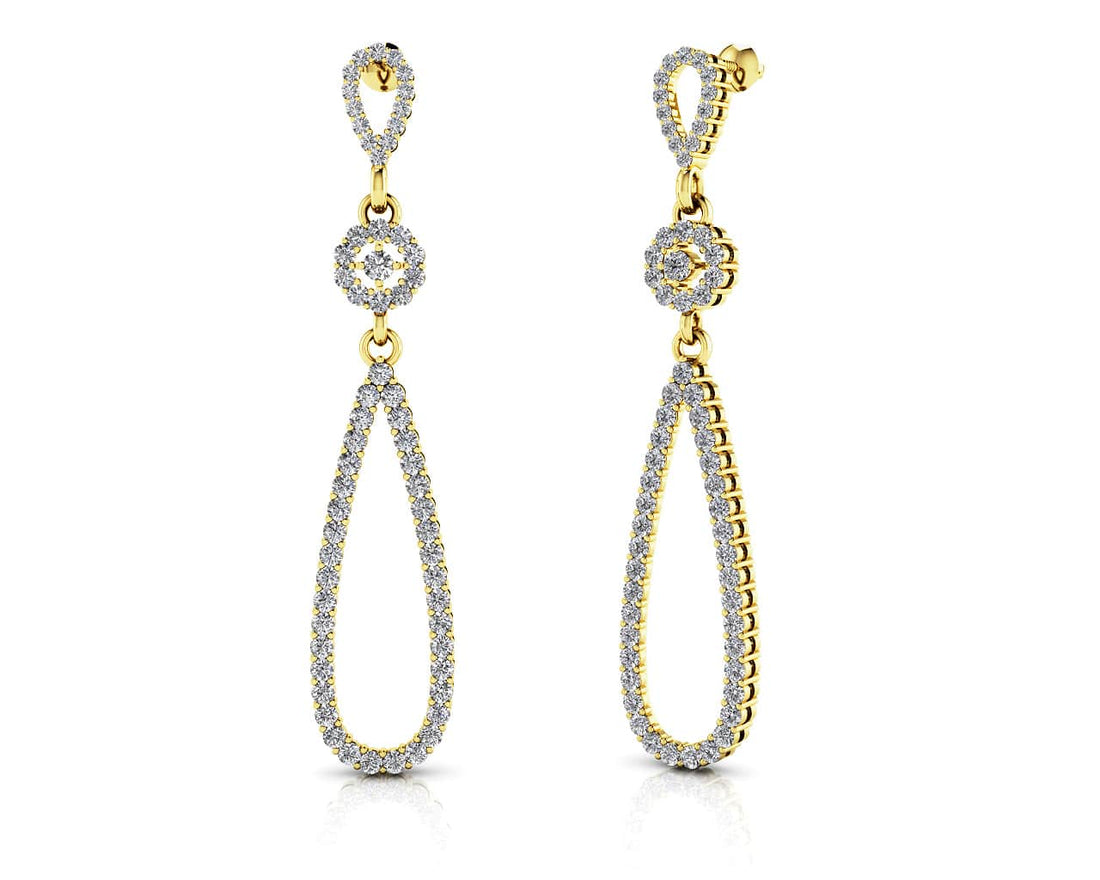 Long Teardrop Diamond Earrings Diamond  with 2.61 ct.(finished) 1.5mm, 1.7mm, 2mm