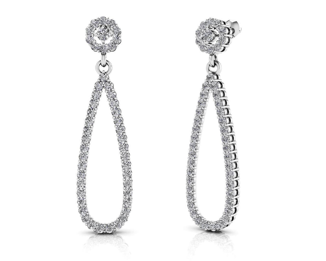 Long Teardrop Earrings Diamond  with 0.91 ct.(finished) 1.1mm, 1.5mm, 2mm