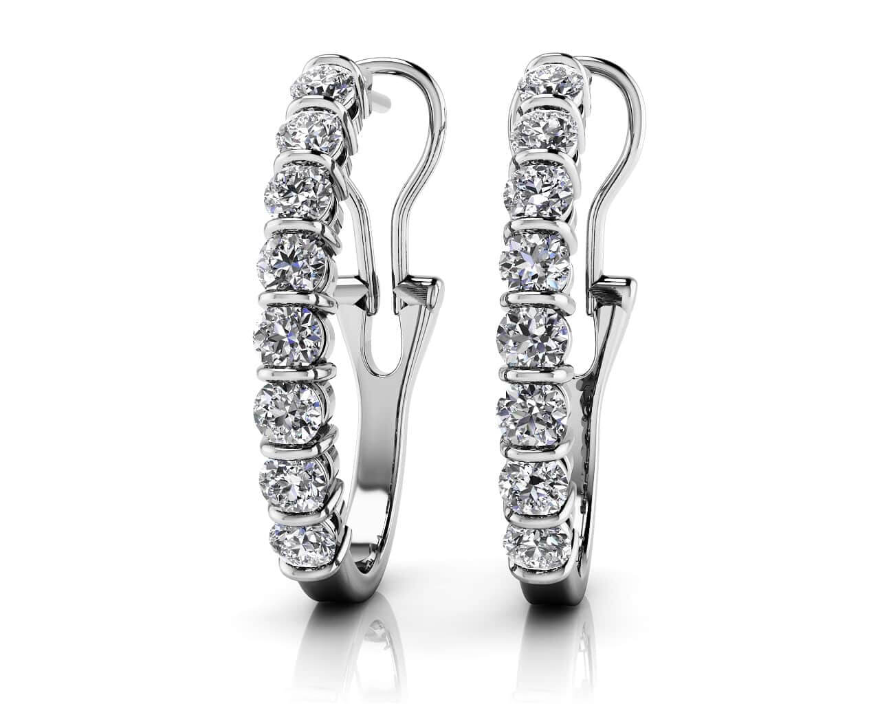 Diamond Oval Shape Hoop Earrings Lab-Grown Diamond  with 0.96 ct.(finished) 2.5mm