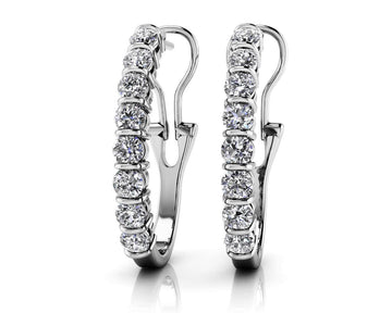 Diamond Oval Shape Hoop Earrings Lab-Grown Diamond  with 1.44 ct.(finished) 2.8mm